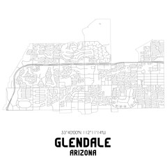 Fototapeta na wymiar Glendale Arizona. US street map with black and white lines.