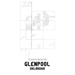 Glenpool Oklahoma. US street map with black and white lines.