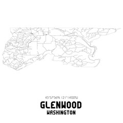Glenwood Washington. US street map with black and white lines.