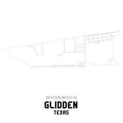 Glidden Texas. US street map with black and white lines.