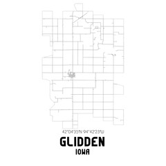 Glidden Iowa. US street map with black and white lines.
