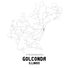 Fototapeta na wymiar Golconda Illinois. US street map with black and white lines.
