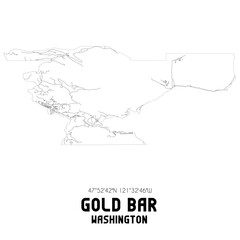 Gold Bar Washington. US street map with black and white lines.