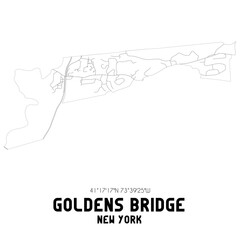 Goldens Bridge New York. US street map with black and white lines.