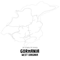 Gormania West Virginia. US street map with black and white lines.