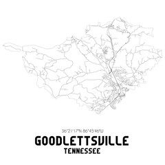Goodlettsville Tennessee. US street map with black and white lines.