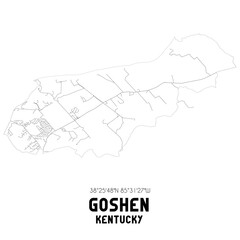 Goshen Kentucky. US street map with black and white lines.