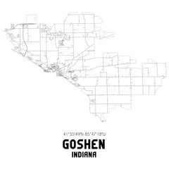 Goshen Indiana. US street map with black and white lines.