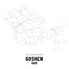 Goshen Ohio. US street map with black and white lines.