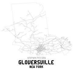 Gloversville New York. US street map with black and white lines.