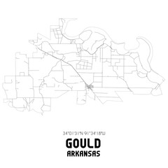 Gould Arkansas. US street map with black and white lines.