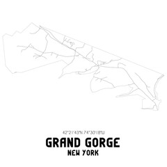 Grand Gorge New York. US street map with black and white lines.
