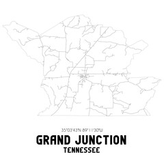 Grand Junction Tennessee. US street map with black and white lines.