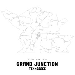 Grand Junction Tennessee. US street map with black and white lines.