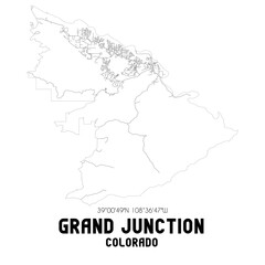 Grand Junction Colorado. US street map with black and white lines.