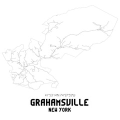 Grahamsville New York. US street map with black and white lines.