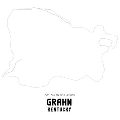 Grahn Kentucky. US street map with black and white lines.