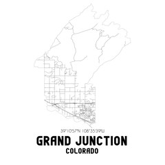 Obraz premium Grand Junction Colorado. US street map with black and white lines.