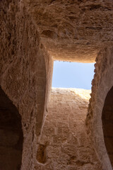 Mount Herodion and the ruins of the fortress of King Herod inside an artificial crater. The Judaean Desert, West Bank. High quality photo