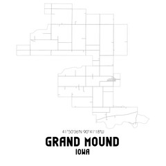 Grand Mound Iowa. US street map with black and white lines.