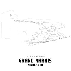 Grand Marais Minnesota. US street map with black and white lines.