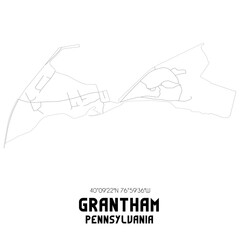 Grantham Pennsylvania. US street map with black and white lines.