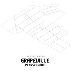 Grapeville Pennsylvania. US street map with black and white lines.