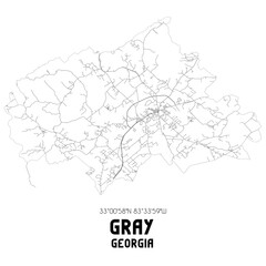 Gray Georgia. US street map with black and white lines.
