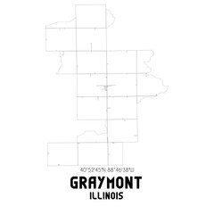 Graymont Illinois. US street map with black and white lines.