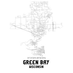 Fototapeta na wymiar Green Bay Wisconsin. US street map with black and white lines.