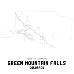 Green Mountain Falls Colorado. US street map with black and white lines.