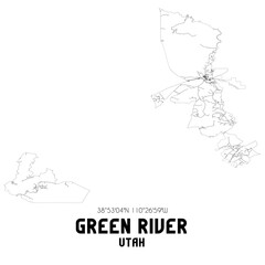 Green River Utah. US street map with black and white lines.