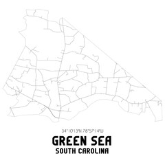 Green Sea South Carolina. US street map with black and white lines.