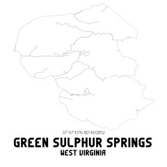 Green Sulphur Springs West Virginia. US street map with black and white lines.