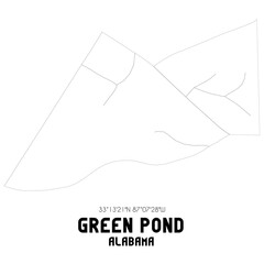 Green Pond Alabama. US street map with black and white lines.