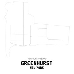 Greenhurst New York. US street map with black and white lines.