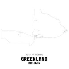Greenland Michigan. US street map with black and white lines.
