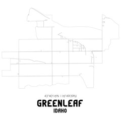 Fototapeta premium Greenleaf Idaho. US street map with black and white lines.