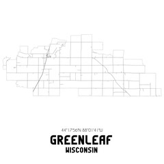 Greenleaf Wisconsin. US street map with black and white lines.