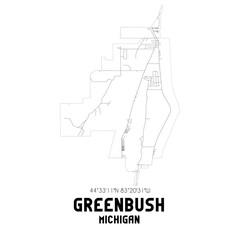 Greenbush Michigan. US street map with black and white lines.