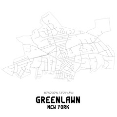 Greenlawn New York. US street map with black and white lines.