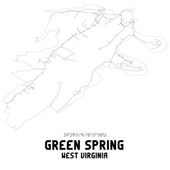 Green Spring West Virginia. US street map with black and white lines.