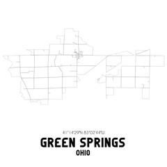Green Springs Ohio. US street map with black and white lines.