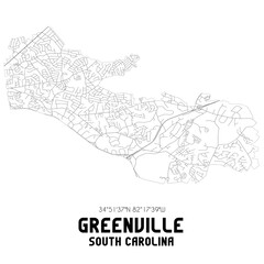 Greenville South Carolina. US street map with black and white lines.