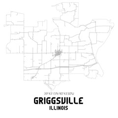 Griggsville Illinois. US street map with black and white lines.