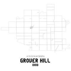 Grover Hill Ohio. US street map with black and white lines.