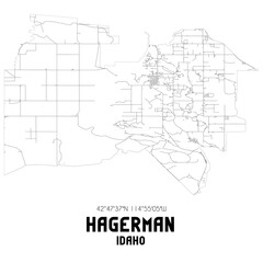 Hagerman Idaho. US street map with black and white lines.