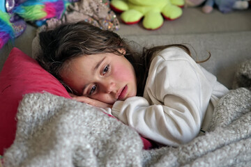 Young girl 6-7 years old sick