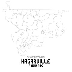 Obraz premium Hagarville Arkansas. US street map with black and white lines.