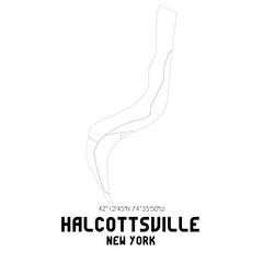 Halcottsville New York. US street map with black and white lines.